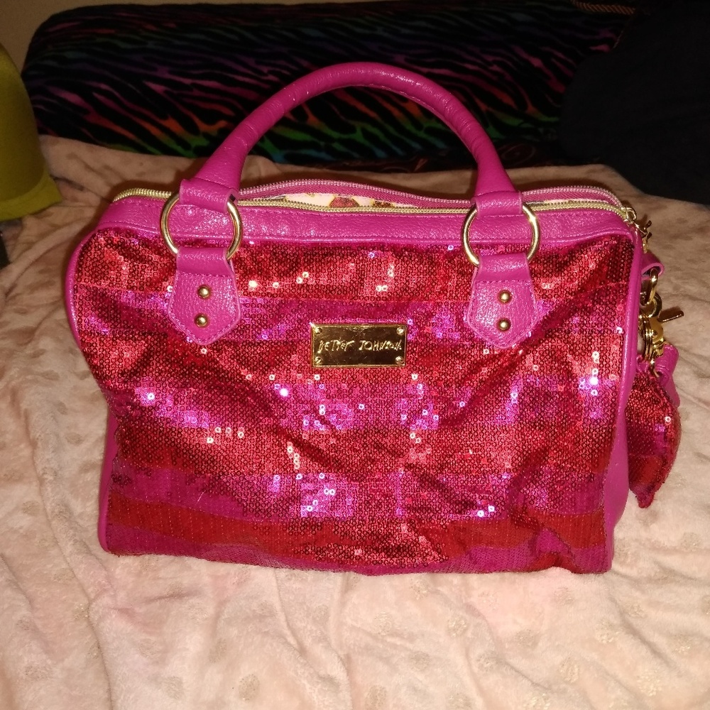 Betsey Johnson Pink Sequin Medium Sized Purse